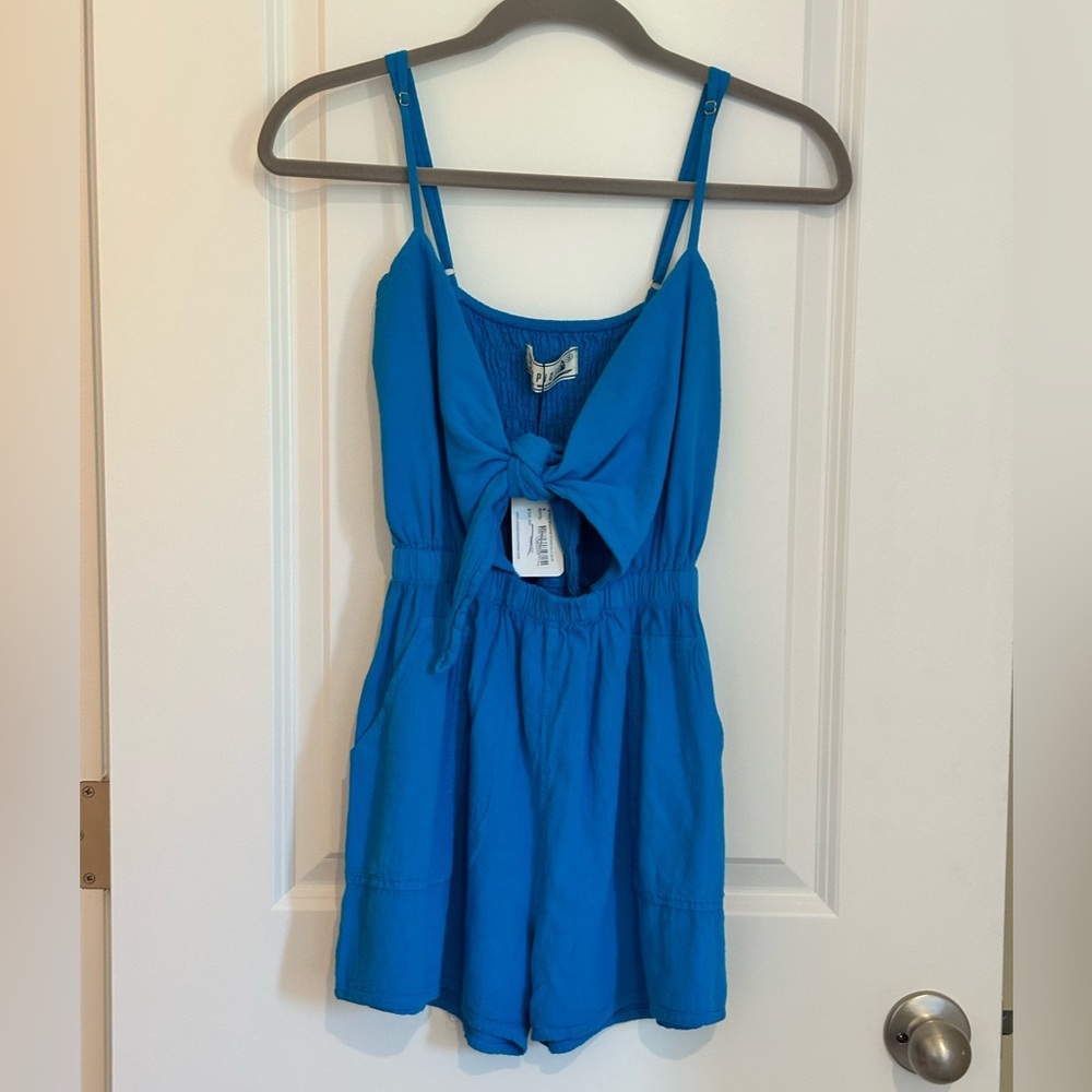 Seaspice Blue Resort Wear Woman’s Size Small Shorts Romper 100% Cotton